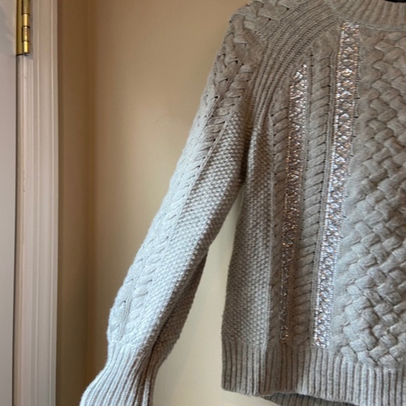 J.CREW Cable Knit Sequin Gray Sweater - Picture 9 of 14